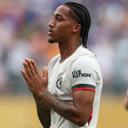João Pedro, atacante do Chelsea, não comemora após marcar contra o Fluminense no Mundial João Pedro, atacante do Chelsea, não comemora após marcar contra o Fluminense no Mundial