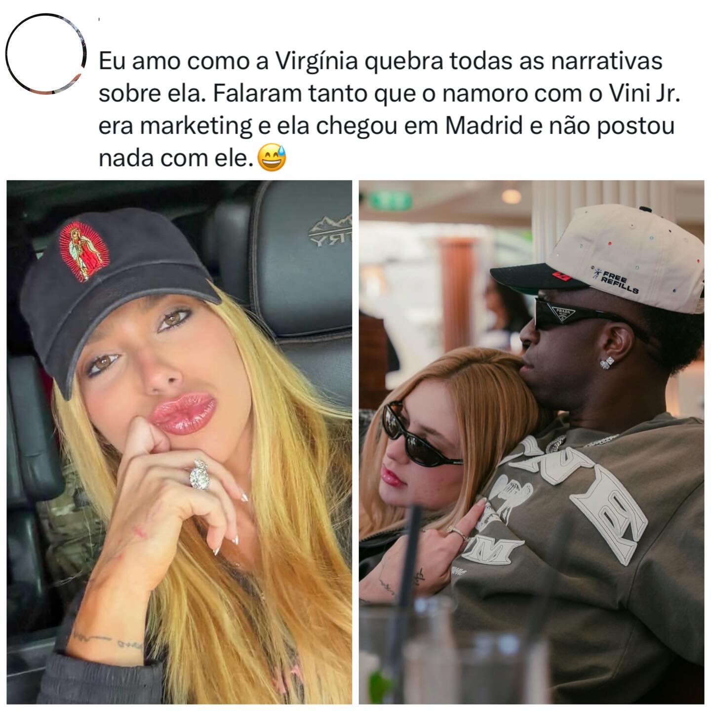 Eita! Virgínia chega a Madrid, mas não postou nada...