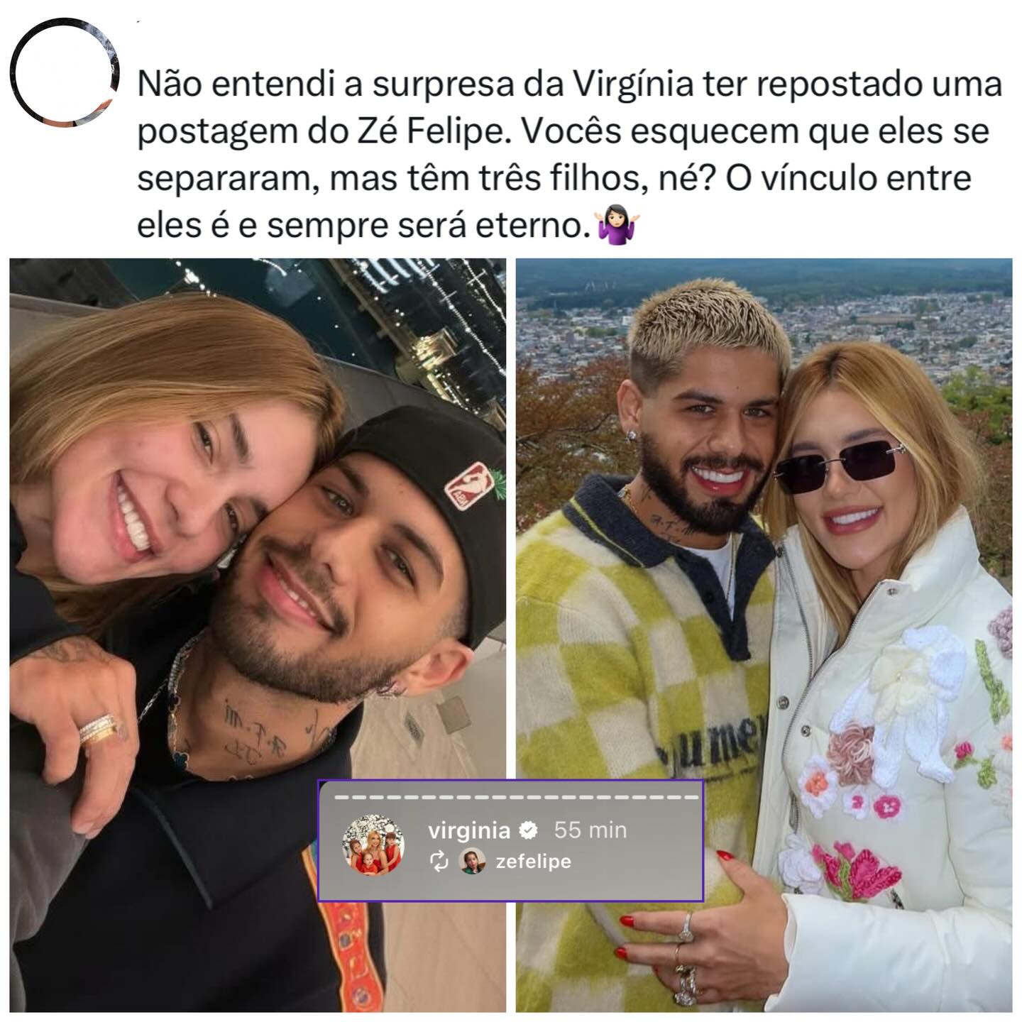 Eita! Virgínia repostou stories do ex-marido Zé Felipe e causou!