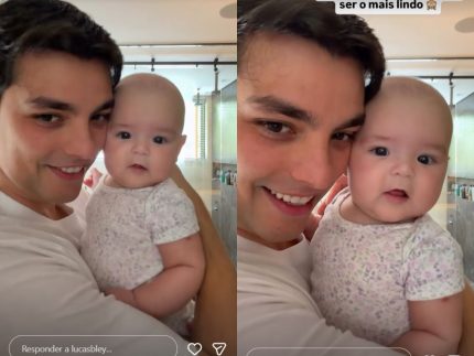 Perrengue! Lucas Bley registra momento da filha com Lucas Rangel e diverte a web