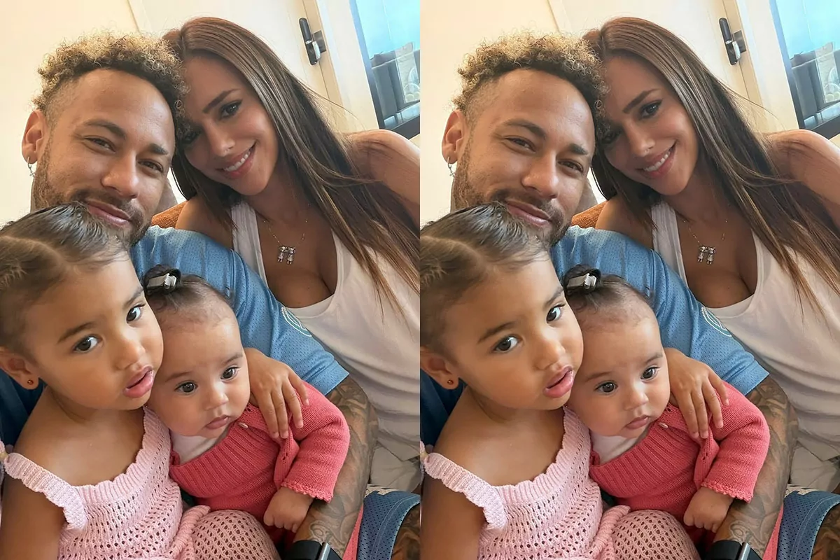 Bruna Biancardi e Neymar com as filhas