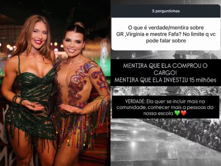 Filha do presidente da Grande Rio nega que Virginia tenha comprado cargo por R$15 milhões