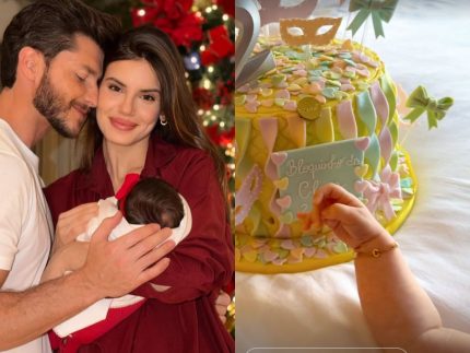 "Bloquinho da Clara": Klebber Toledo e Camila Queiroz celebram 2 meses da filha