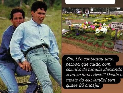 Poliana revela que Leonardo mantém túmulo do irmão, Leandro, "sempre impecável"