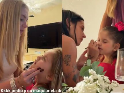 "Só a mamãe agora", diz Maria Flor para Virginia após ser maquiada por Ana Castela