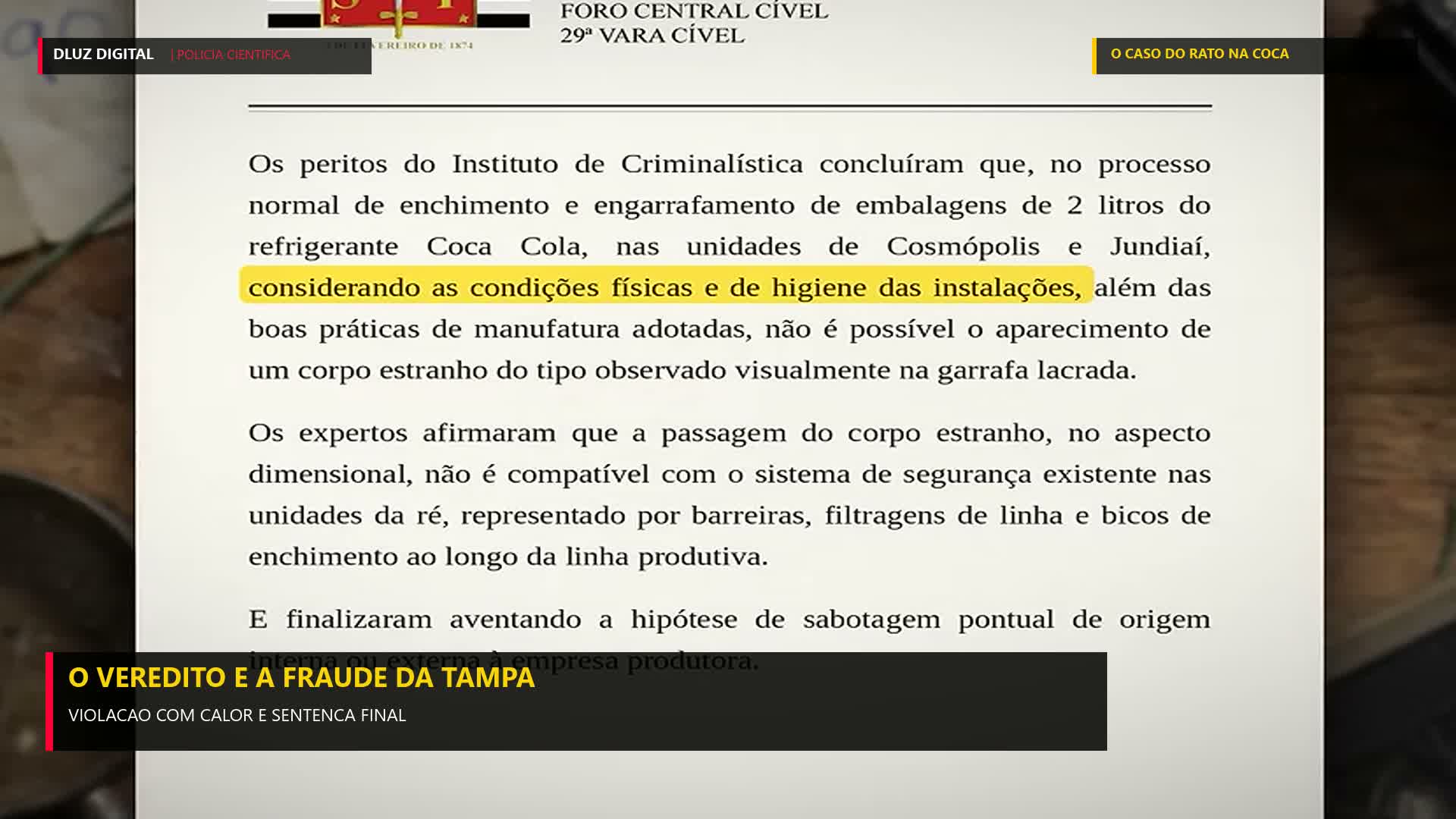 Laudo judicial e sentenca do Instituto de Criminalistica